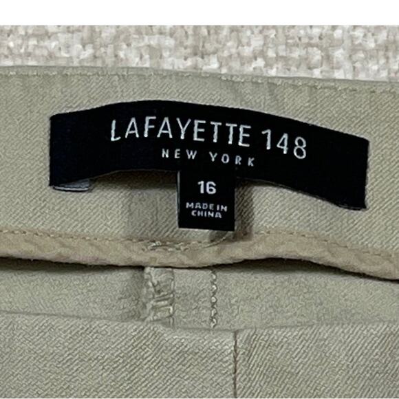 Lafayette 148 Women’s Size 16 Khaki Cropped Pants Stretch Cotton Dress Trousers - Picture 3 of 8